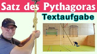 Satz des Pythagoras  Textaufgaben – Kletterseil [upl. by Eamon328]