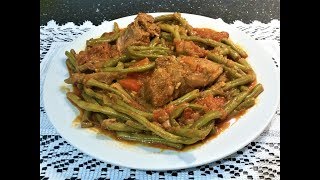 لوبياماشتوخضراباللحم بصل و طوماطيش Haricots vert à la viande [upl. by Akenehs]