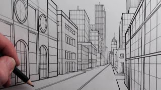 How to Draw a City Street in OnePoint Perspective for Beginners [upl. by Gallenz]