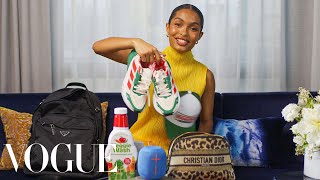 This is my Krispy Kreme Hat Inside Yara Shahidis Prada Backpack  Vogue [upl. by Gowon92]