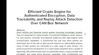 Efficient Crypto Engine for Authenticated Encryption Data Traceability and Replay Attack Detection [upl. by Aznaed]