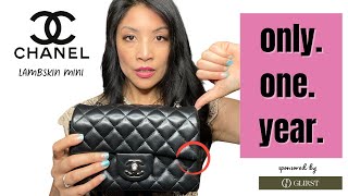 CHANEL MINI RECTANGLE FLAP LAMBSKIN REVIEW WHAT FITS ONE YEAR WEAR Sponsor GLIRST [upl. by Kerby182]