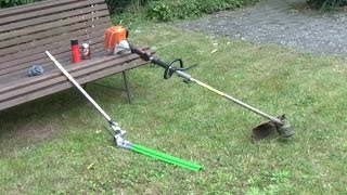 Stihl FS85T Freischneider mit Heckenschere Brush Cutter with adjustable longreach hedge trimmer [upl. by Ellennad]