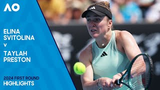 Elina Svitolina v Taylah Preston Highlights  Australian Open 2024 First Round [upl. by Aihsyn39]