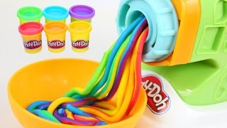 DIY Play Doh Rainbow Spaghetti Maker Modelling Clay Play Doh Mighty Toys [upl. by Adnah]