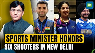 Sports Minister Dr Mandaviya Honors Sarabjot Singh and Indian Shooters in Delhi [upl. by Annej]