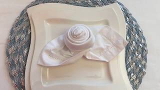 TABLE  How To Fold Cloth Napkin into Rose EASY amp FAST [upl. by Nlycaj619]