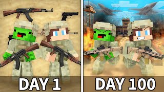 Mikey and JJ Survived 100 Days As Army in Minecraft Maizen [upl. by Nollie]