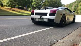 FLAMETHROWER Lamborghini Gallardo 6 speed LOUD straight pipes [upl. by Nesyla]