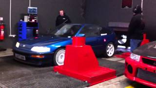 167bhp Honda CRX b16 Rolling Road  Dyno VTEC KICK SOUND [upl. by Melda973]