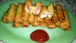 AFFORDABLE RECIPECheesy Chicken Lumpia with Tocino roll [upl. by Dunkin192]