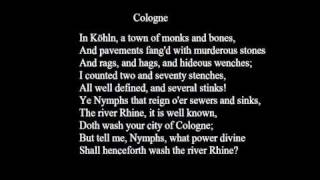 Samuel Taylor Coleridge  Poem Cologne [upl. by Amis]