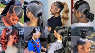 New amp Latest Sleek Ponytail Hairstyles For Black Women 2023  Cute [upl. by Kalb]