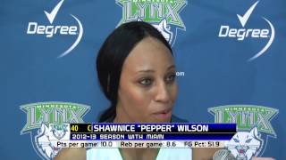 2013 Minnesota Lynx media day  Shawnice quotPepperquot Wilson [upl. by Notirb]