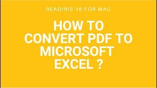 Readiris 16 Mac How to convert PDF to Microsoft Excel [upl. by Manheim]