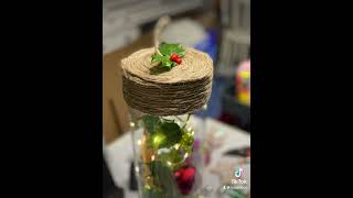 Déco noël fait maison 🧑‍🎄 idée déco noël à faire soit même 👍 Vase lumineux de noël christmasdiy [upl. by Norvil]