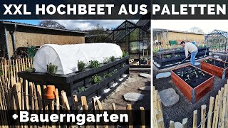 Hochbeet aus Paletten selber bauen mit Anlegen  Befüllen  Bepflanzen  Bauerngarten gestalten [upl. by Chassin]