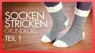 Socken Stricken mit Rundstricknadeln TEIL 1 GRUNDKURS [upl. by Nileuqcaj]