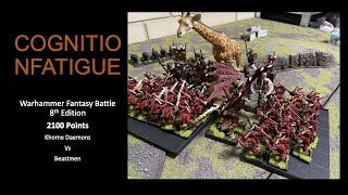 Warhammer Fantasy Battle Khorne Daemons vs Beastmen 2100 points 10112021 [upl. by Poppas]