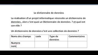 MeriseDictionnaire de données [upl. by Ahsurej]