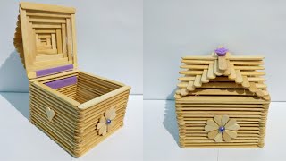 Popsicle stick craft idea  How to make Jewelry box from stick ice cream [upl. by Rma]