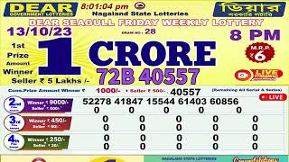 DEAR SEAGULL FRIDAY WEEKLY LOTTERY EVENING 8 PM DATE 131023 NAGALAND STATE LOTTERIES LIVE DRAW [upl. by Salene]