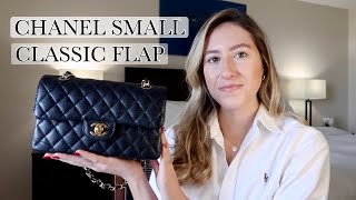 CHANEL Small Classic Flap Bag Review  What Fits amp TryOn [upl. by Anihsak]