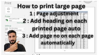 how to print large page in excel  print page setup in excel excellearning [upl. by Ariet202]