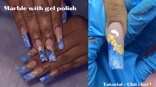 How to do marble with gel 💙 Beginners nail tutorial [upl. by Kreg]