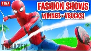 REAL FORTNITE FASHION SHOW amp HIDE amp SEEK LIVE 1 WIN  2500 VBUCKS CUSTOM MATCHMAKING fashionshow [upl. by Sarchet]