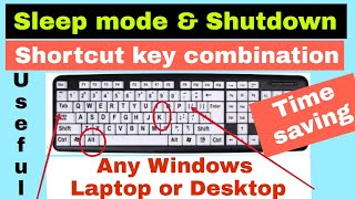 sleep mode or shut down shortcut key for windows Laptop or desktop Useful time saving on windows 10 [upl. by Ibbison]