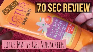 Lotus Safe Sun Matte Gel Sunscreen Review  SPF 50  Ishita Bathla [upl. by Sirovaj364]