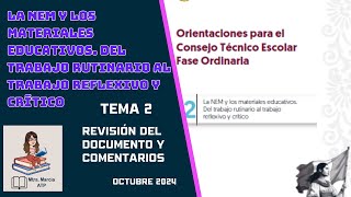 LA NEM Y LOS MATERIALES EDUCATIVOS DEL TRABAJO RUTINARIO AL TRABAJO REFLEXIVO Y CRÍTICO [upl. by Ettennil559]