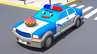 O Carro de Polícia e seu delicioso Cupcake  Desenhos animados para crianças [upl. by Aufmann]