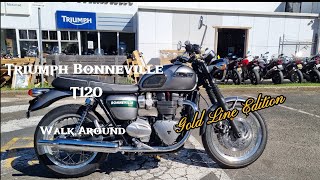 Triumph Bonneville T120 Gold Line Edition walk around [upl. by Gianni71]