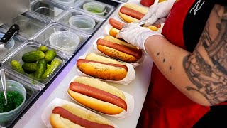 American Food  CHICAGO HOT DOGS SAUSAGES ITALIAN BEEF SANDWICHES Dog Day Afternoon NYC [upl. by Ailad372]