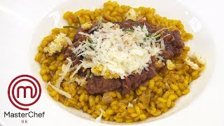 Venison amp Pancetta Ragu With Saffron Orzo  MasterChef UK [upl. by Arej]