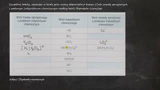 Uzupełnij tabelę wpisując w białe pola wzory odpowiednio kwasu ilub zasady sprzężonych z podanym [upl. by Dubois]
