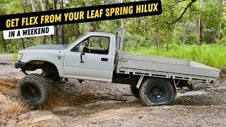 How I got my Hilux to flex and clear bigger tyres  SOLID AXLE HILUX BUILD  Suspension [upl. by Aseen357]