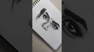 Drawing Mrunal thakur eyes Using Charcoal Pencil shorts charcoal mrunal [upl. by Annwahs135]