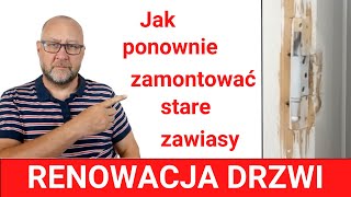 Renowacja drzwi w kamienicy Montaż starych zawiasów na futrynie Jak zrobić drewnianą wstawkę [upl. by Kutzenco]