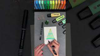 Simple christmas tree made with the STABILO BOSS ORIGINAL Pastel 🎄 [upl. by Cecilia]