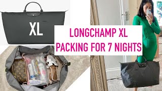 Longchamp Le Pliage XL Extra Large Travel Bag what fits review  Packing for 7 days  Sam Loves [upl. by Arrec]