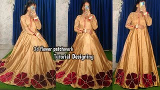 3D Velvet Flower Design DIYpakistani Wedding Outfit Designingpatchwork design cutting amp Stitching [upl. by Flavian]