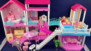 8 Minutes Satisfying with Unboxing Barbie Dream House with Swimming Pool ampSlide Toy Set Review ASMR [upl. by Enened]