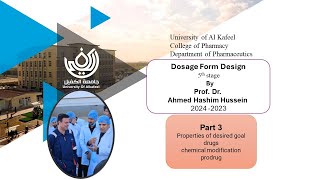 Dosage Form Design part 3 properties of desired goal drugs chemical modification prodrug [upl. by Frulla]