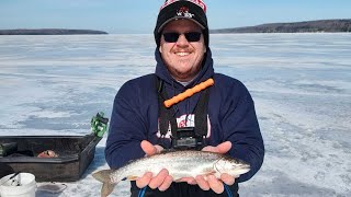 Ice fishing Munising Bay [upl. by Grof458]