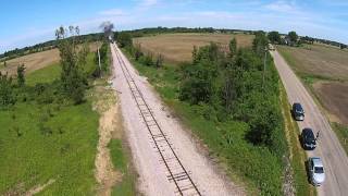 Train Expo Pere Marquette 1225 passing Delaney Road DJI Phantom [upl. by Cherish320]