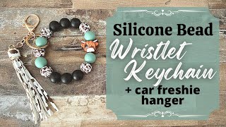 Silicone Bead Wristlet Tutorial  With Matching Car Freshie Hanger [upl. by Anauqal]