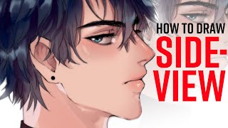 How to Draw SIDE VIEW Anime Face MALE [upl. by Ahouh]